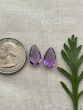 Load image into Gallery viewer, Amethyst Pear Cabochon Checkerboard Cut Pair
