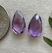 Load image into Gallery viewer, Amethyst Pear Cabochon Checkerboard Cut Pair
