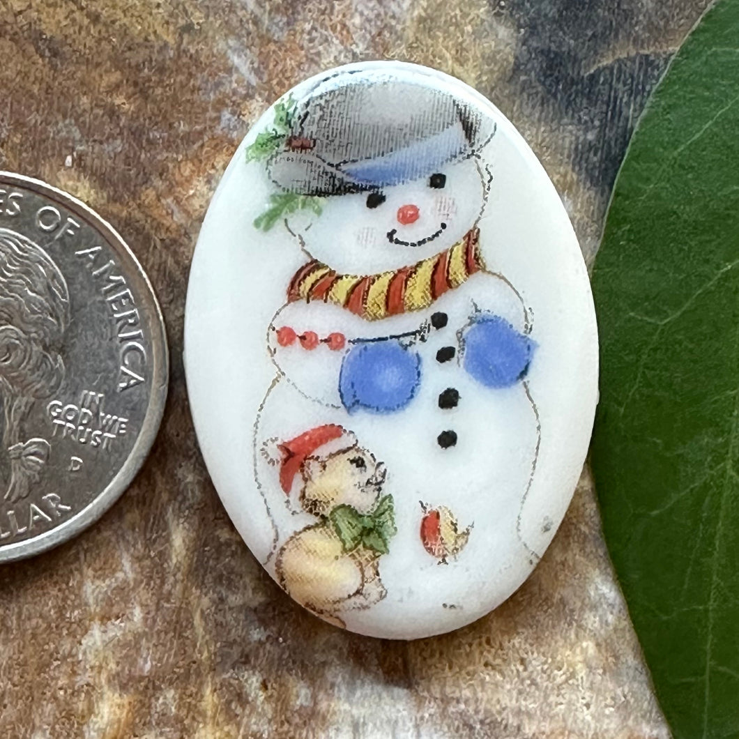 Holiday Snowman Oval Cabochon