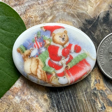 Load image into Gallery viewer, Holiday Teddy Bear Oval Cabochon
