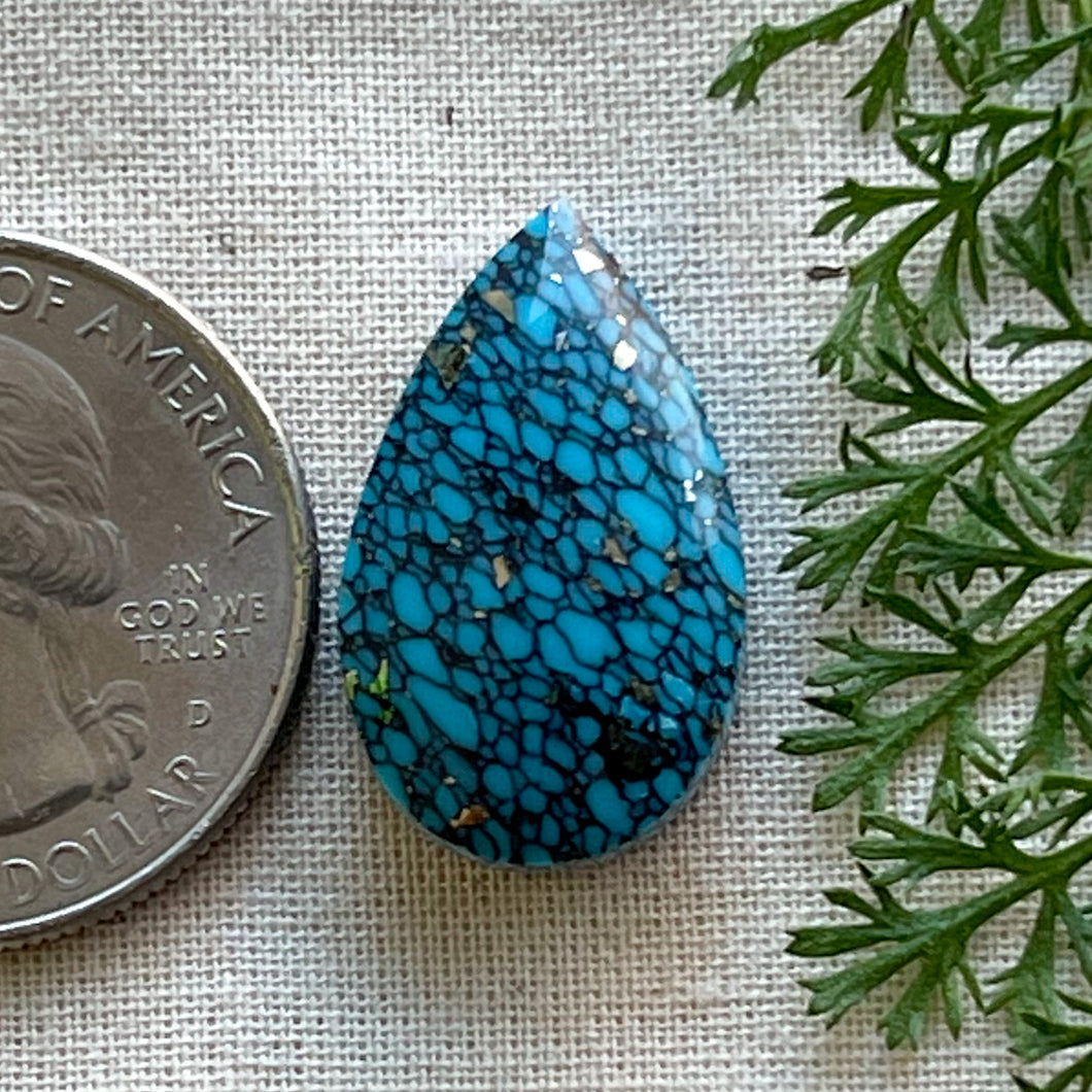 Gibbsite with Pyrite Teardrop Cabochon