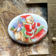 Load image into Gallery viewer, Holiday Teddy Bear Oval Cabochon
