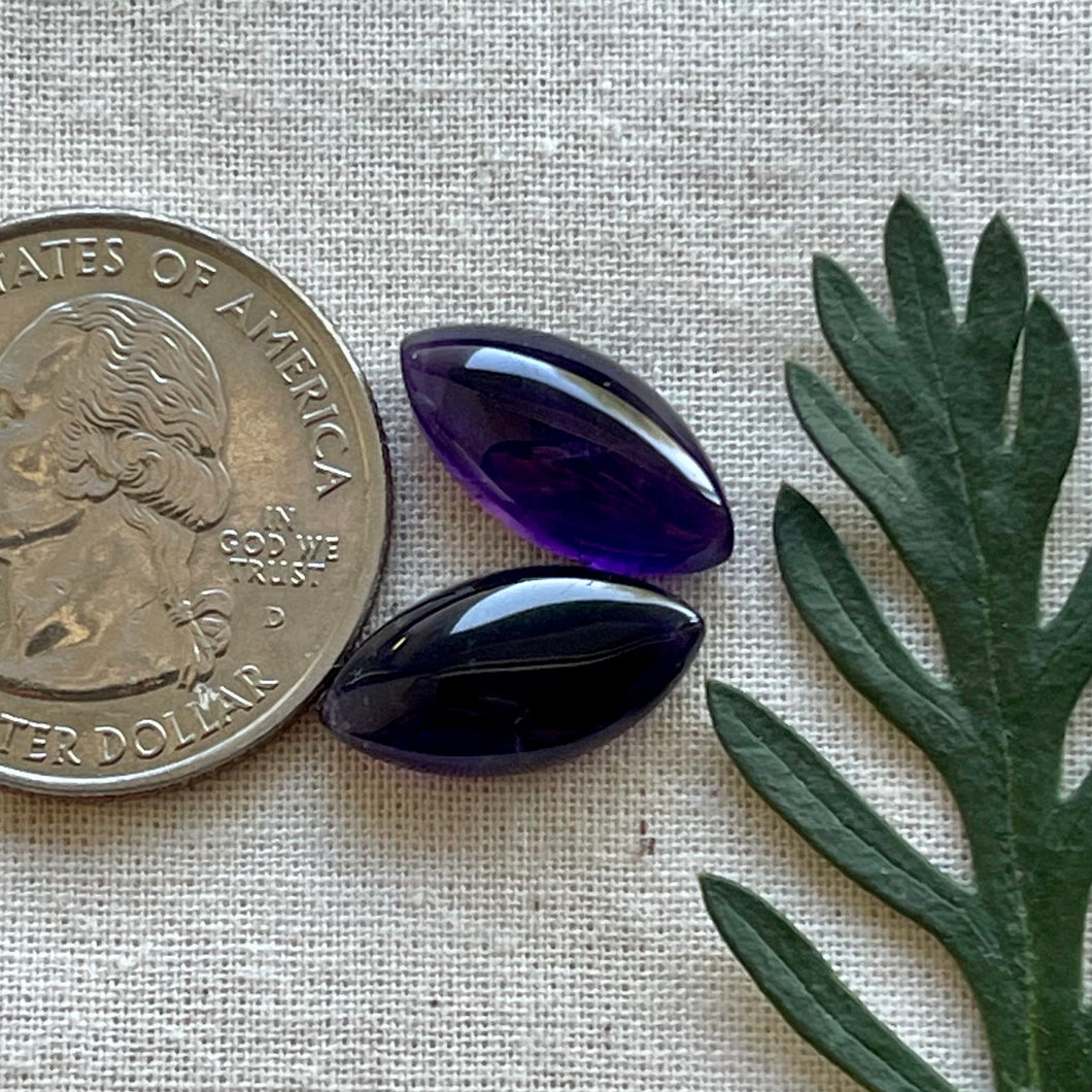 Amethyst Oval Marquis Cabochon Pair