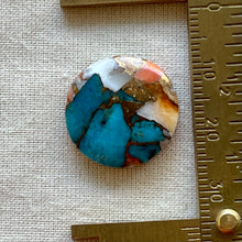 Load image into Gallery viewer, Spiny Oyster Turquoise and Bronze Matrix Composite circle Cabochon
