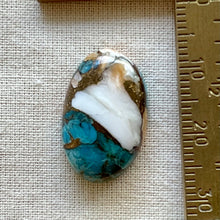 Load image into Gallery viewer, Spiny Oyster Turquoise and Bronze Matrix Composite circle Cabochon
