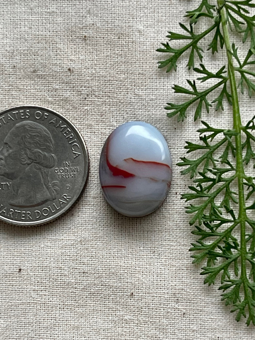 Red Swirl Antique Glass Oval Cabochon